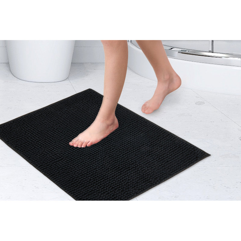 Heloise Non-Slip Bath Rug, 40cm W x 60cm L, Black