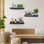 Ensemble de 3 tablettes murales flottantes de 43,2 cm (16,99 po), en bois noir, idéales pour le rangement et la présentation dans la salle de bain, la cuisine, la chambre ou le salon.