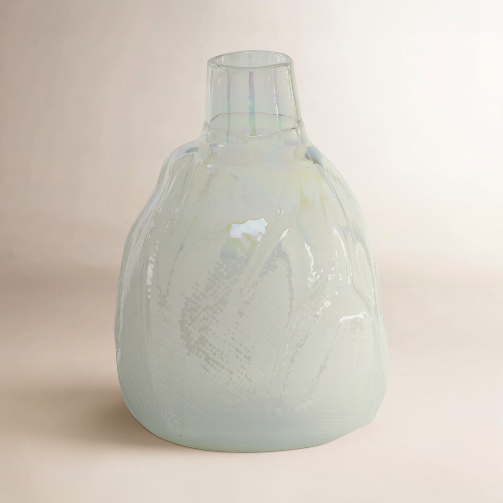Isela Glass Table Vase, White, 13.58" H x 9" W x 9" D