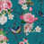 Mélange de lin bleu à motif floral