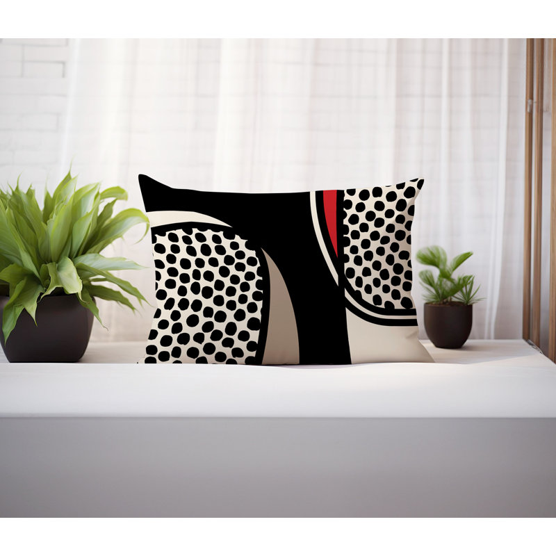 Coussin lombaire réversible intérieur / extérieur Jai Abstract, H 18 po x l 25 po, Rouge