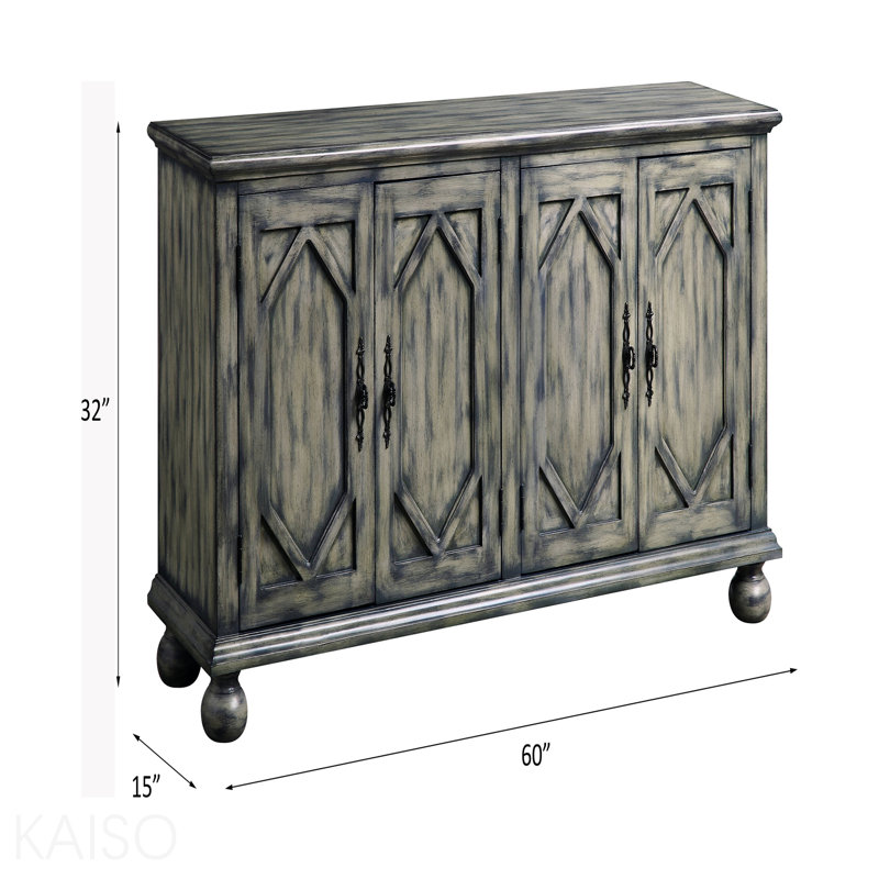 Rustic Gray Finish Console Cabinet
