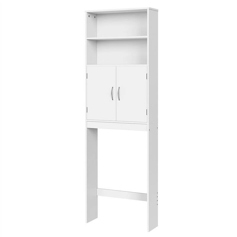 Keedyn 77" H Freestanding Over-the-Toilet Storage Rack and Cabinet, White
