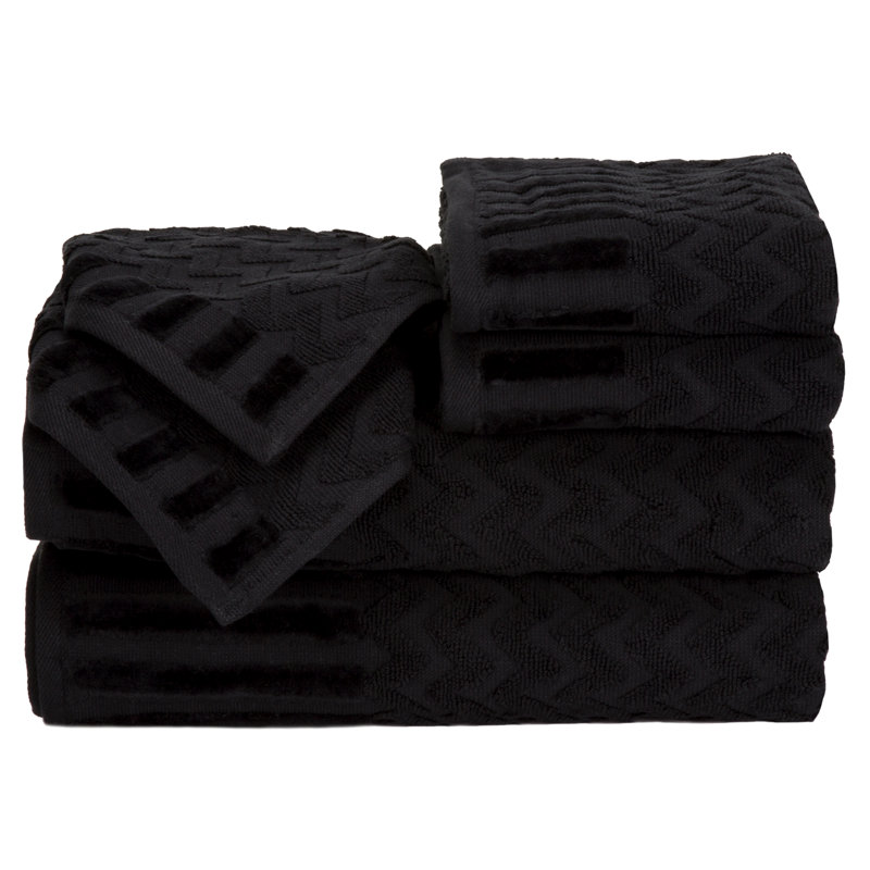 Ensemble de 6 serviettes de bain en coton Harva - Serviettes décoratives luxueuses, Noir