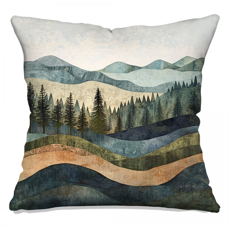 Layered Mountain Landscape Double Sided Throw Pillows, 20 po x 20 po