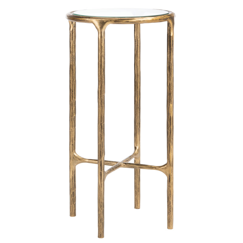 Table de bout Evelynn, Plateau en verre / base en laiton
