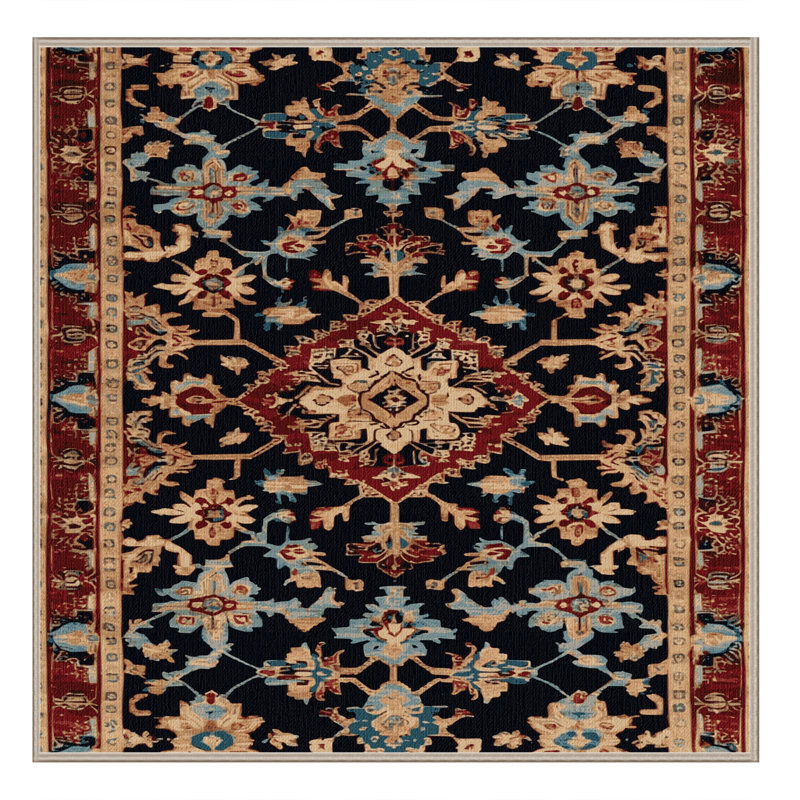Machine Washable Turkish Beige Area Rug, Square 5'