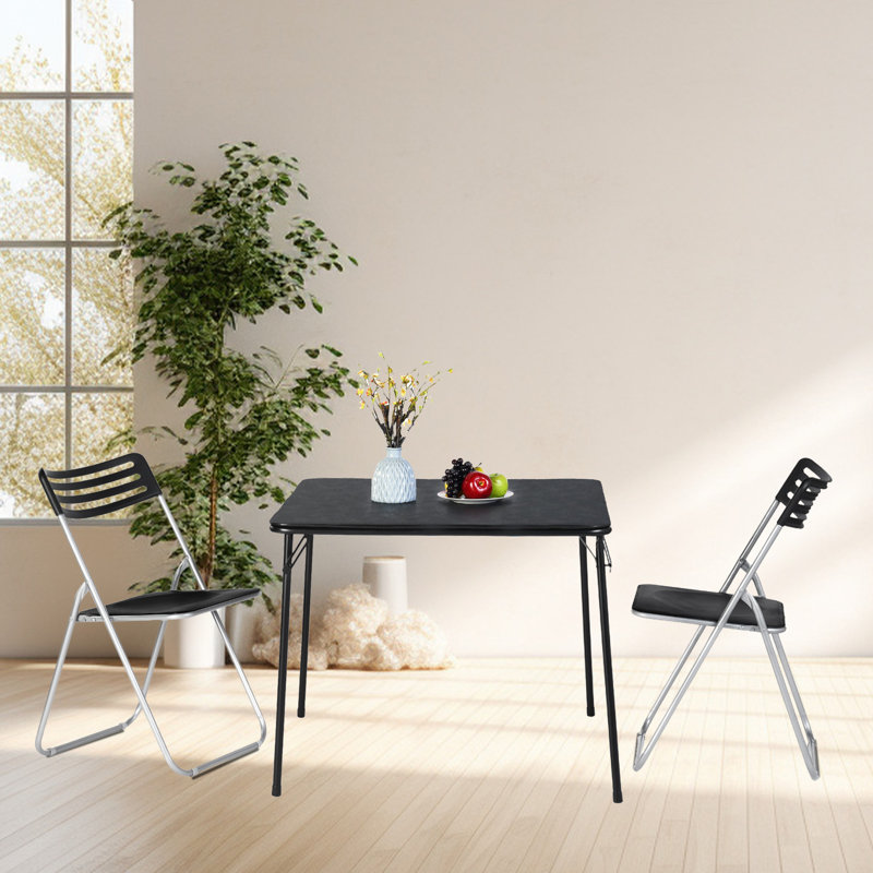 Plastic Stackable Folding Chair Folding Chair Set, Black/Silver
