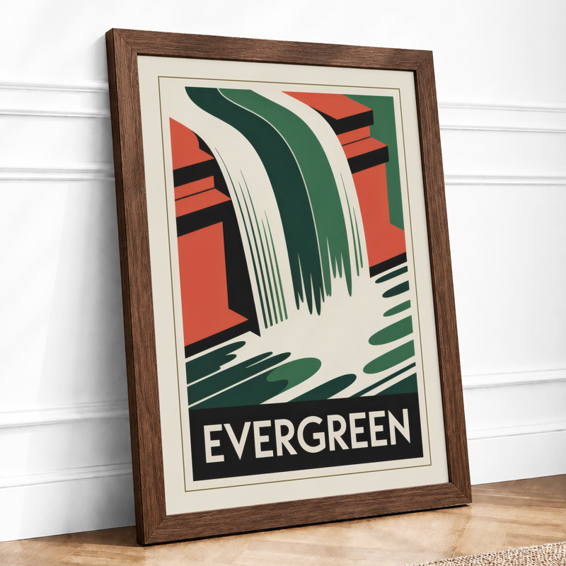 Evergreen Falls Art Deco - Print, Walnut, A1 - 84.1 x 59.4 cm