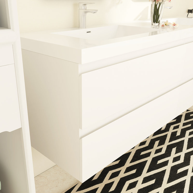 Ensemble de meuble-lavabo double 71 po Emit, Blanc