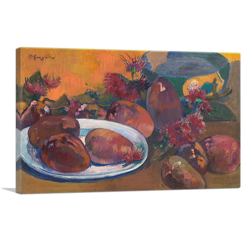 «Still Life with Mangoes 1893» par Paul Gauguin, reproduction d'art sur toile tendue, H 12 po x l 18 po x 1,5 po