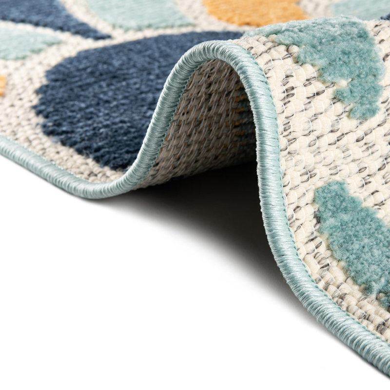 Tapis d'extérieur Hayworth Bleu, Rectangle 2 pi x 3 pi