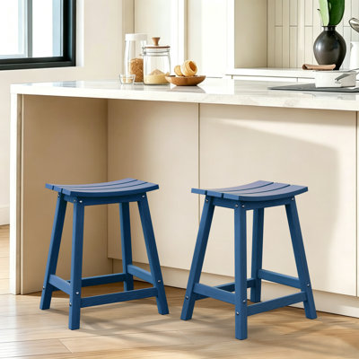 24" HDPE Kitchen Backless Bar Stools,Suitable for Indoor and Outdoor