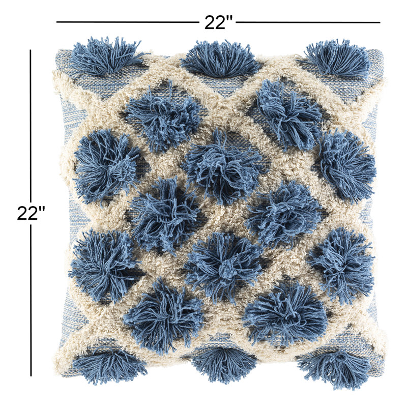 Domnic Cotton Throw Pillow Cover, 22"H x 22"W