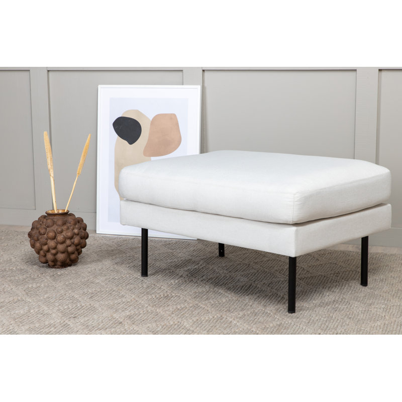 Dareon 64cm Wide Velvet Rectangle Ottoman, Light Beige