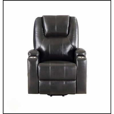 Gunmetal Leather Aire Recliner With Power Lift, Massage, And Robust Support For Ultimate Comfort And Elegance