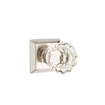Ensemble de mortaise intérieure Emtek avec rosette Quincy et poignée en verre Astoria (LH)