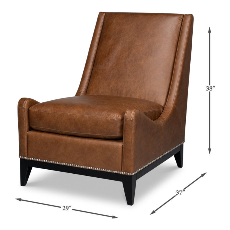 Brandy Armchair, Dark Brown Genuine Leather