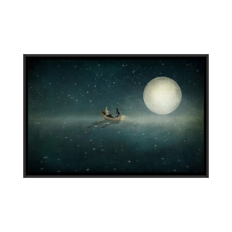 «Moonlight», reproduction d'impression sur toile, H 18 po x l 26 po x P 1,5 po, Toile avec cadre noir, Pas de tapis