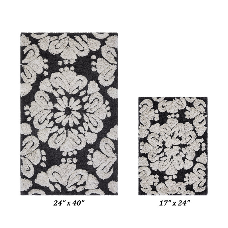 Danitra Premium-Quality 100% Cotton Super Absorbent Machine Washable 2 Piece Bathroom Rug Set, 2 PC (17" x 24" | 24" x 40")