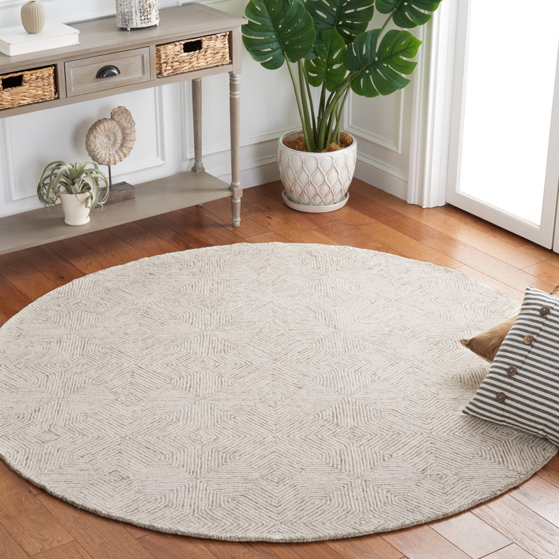 Tapis abstrait gris / ivoire Aniek 425, Rond 6 pi