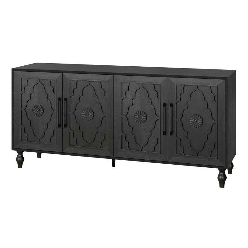 Grande armoire de rangement Carved, Noir