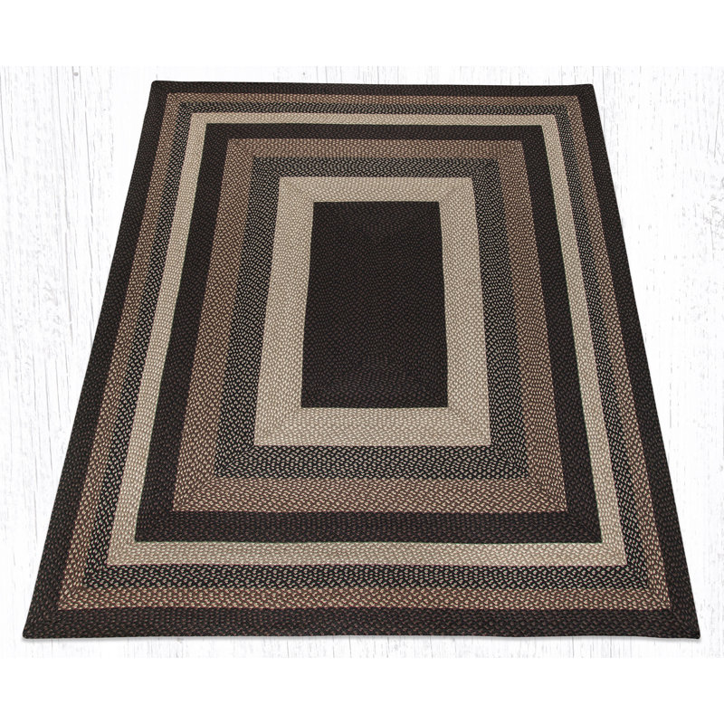  Mocha/Frappuccino Oblong Braided Rug Handwoven Jute, Rectangle 8' x 10'