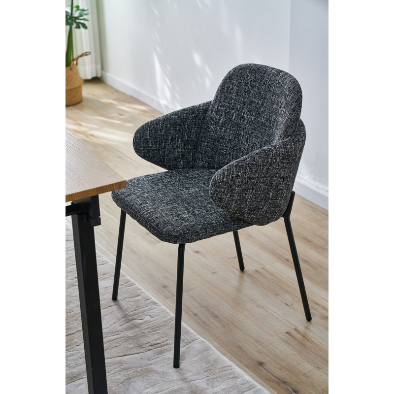 Chaise de salle à manger rembourrée en polyester Beachley, Noir