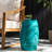 Delicate Teal Lace Cut Side Table, 12.14”x12.14”x18.52”, Powder-coated Iron Frame, No Assembly Modern 12.14”w X 12.14”d 18.52”h, Teal, Metal,