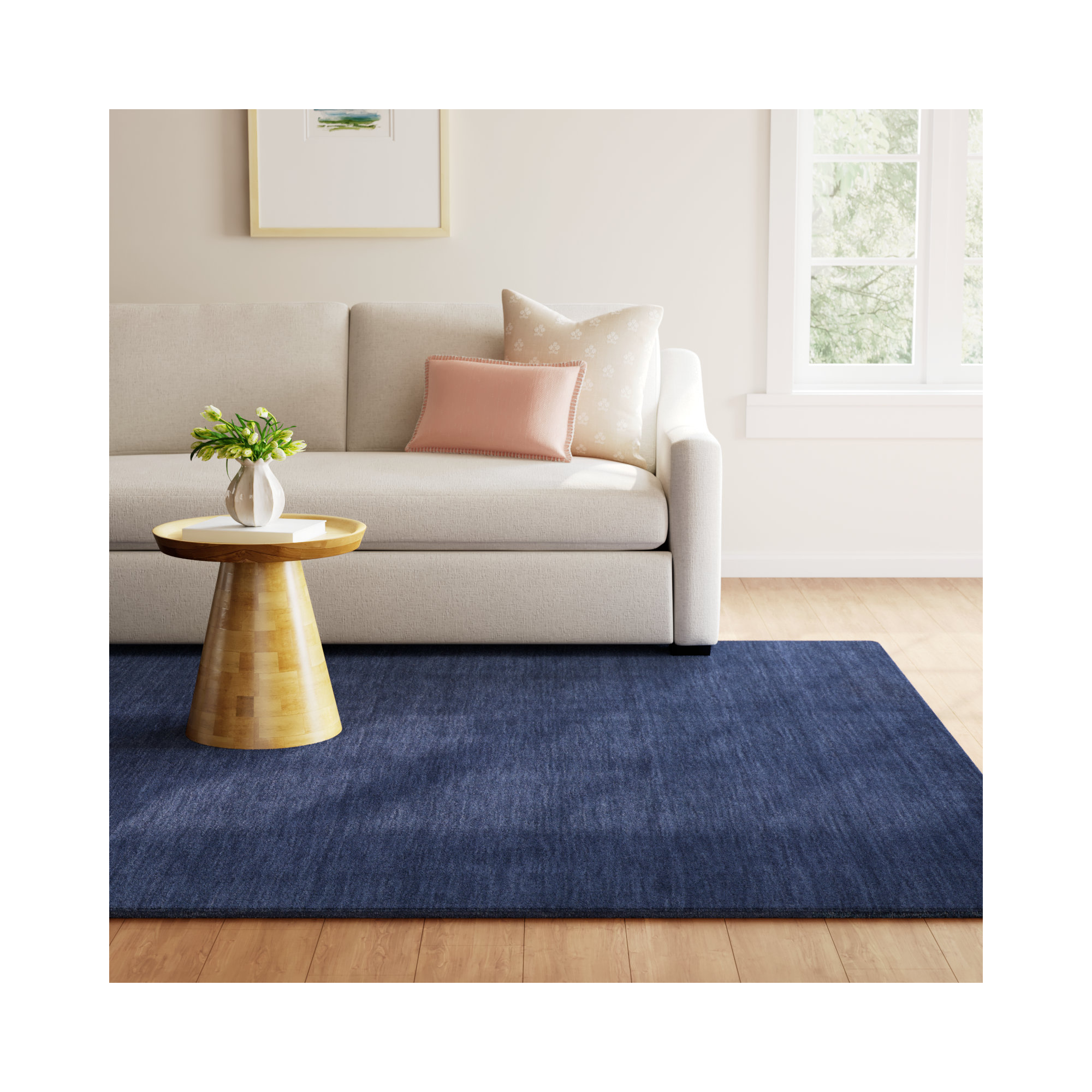 Kaden Handmade Wool Blue Rug, Rectangle 8' x 11', Blue