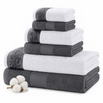 Modern Threads 600 GSM 6-Piece Towel Set with Filgree Jacquard Border