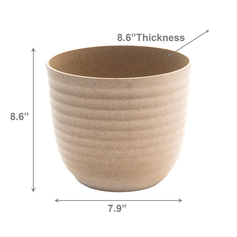 8.6" Matera Round Planter Eco-Friendly Beige - Set Of 2, Beige