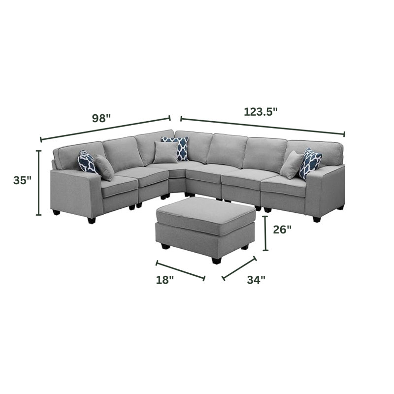 Canapé modulaire avec repose-pieds 7 pièces Latitude Run®