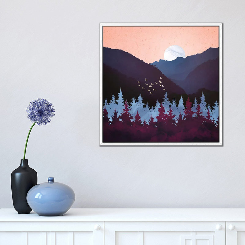 Mulberry Dusk - Print on Canvas, 93.98 cm H x 93.98 cm W, White Framed