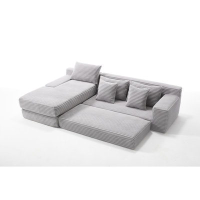 Space-saving Modern Fabric Sectionals, Light Gray L-shape Sofa For Living Room