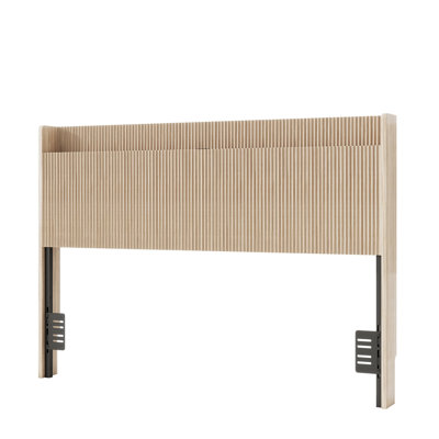 Fluted Headboard with Charging Storage Compartment, Adjustable Metal Support Legs, Vertical Slat Wood Headboard for Queen Size Bed, Freestanding Farmhouse Bed Headboard fo(Golden Oak, Queen)