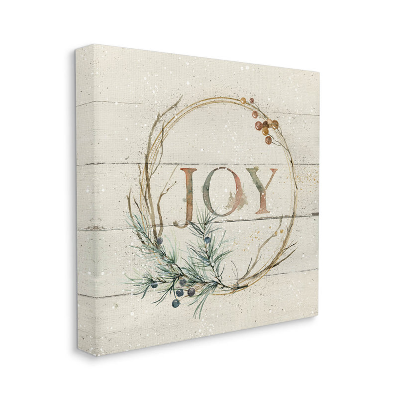 «Seasonal Winter Joy Wreath», art mural sur toile par Carol Robinson, H 30 po x l 30 po x P 1,5 po