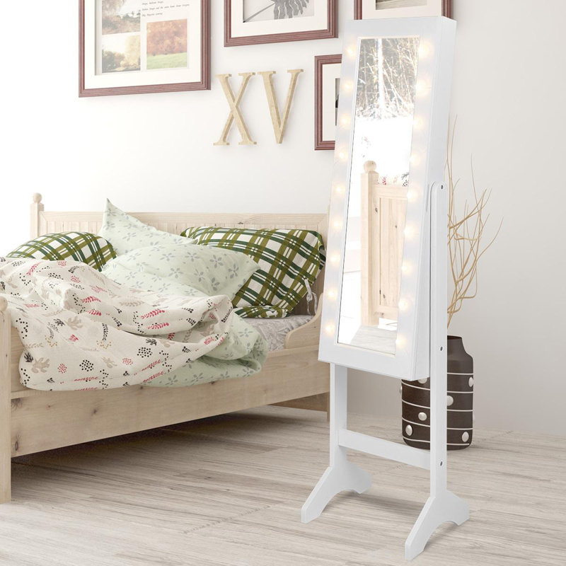 Armoire à bijoux avec miroir, Blanc