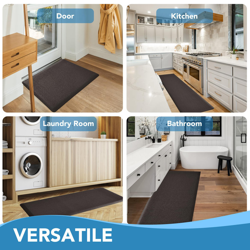 Non-Slip PVC Kitchen Floor Mat, Rectangle 1'5" x 2'4", Black
