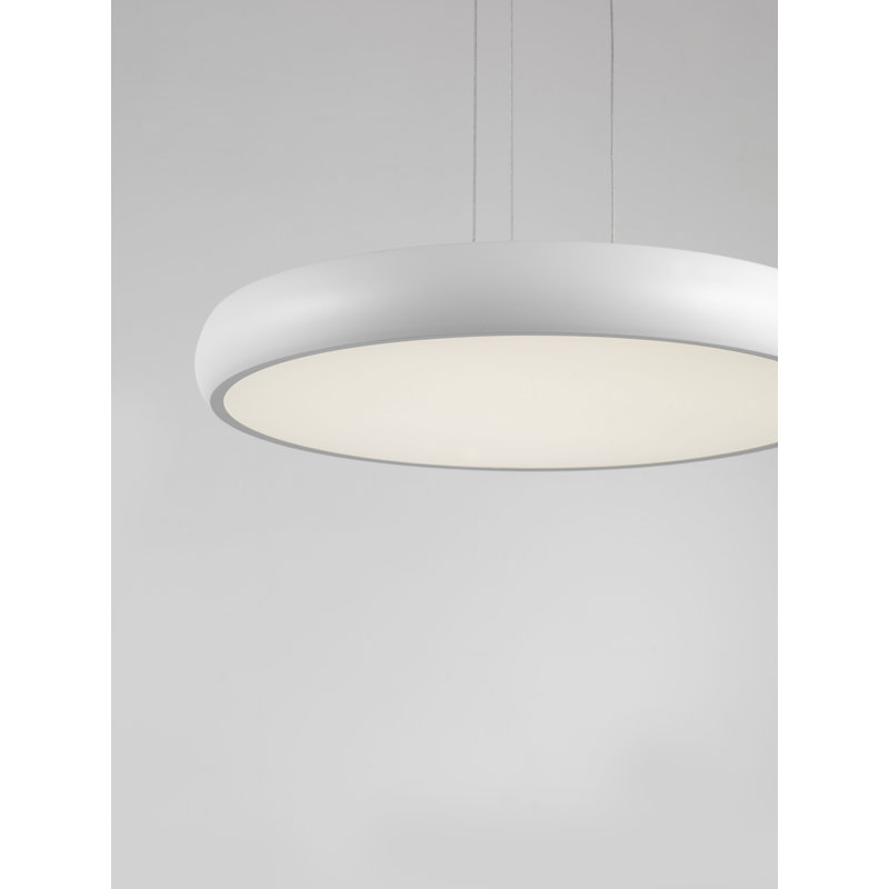 1 - Light LED Drum Pendant, White