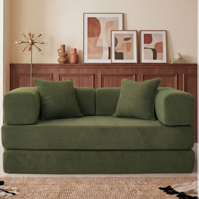 Canapé-lit convertible de 63 po 4-en-1, canapé modulaire en velours côtelé avec ensembles de cadres, futon moderne pour salon, base antidérapante, sans assemblage