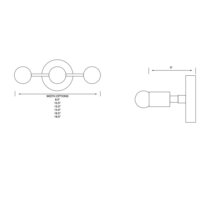 Applique murale de salle de bain 3 lumières Claramae, Nickel poli