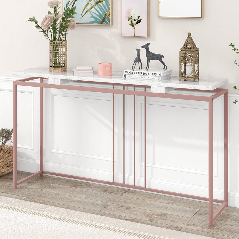 Console Kazuya 63,36 po, Marbre blanc, Rose