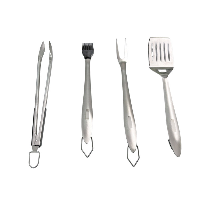 Trousse à outils en acier inoxydable pour barbecue - Spatule, brosse, pinces pour les ustensiles de barbecue d'intérieur et d'extérieur dans les barbecues de basse-cour