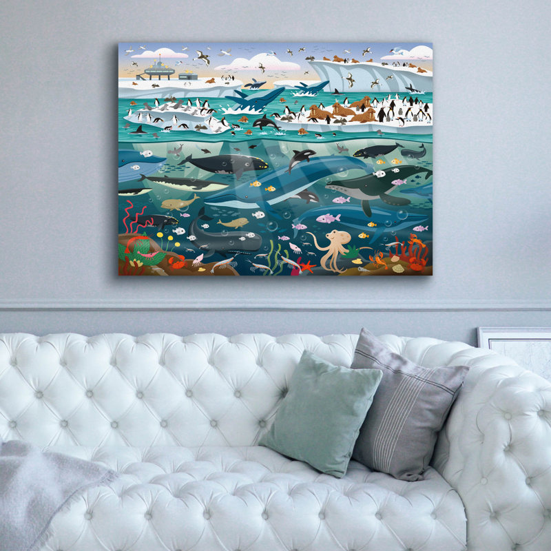  «Antarctique Sealife» par DoodleScapes, art mural sur toile, 54 po x 40 po, H 40 po x l 54 po