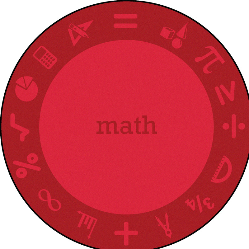 Tapis rouge Steam Math par Joy Carpets, Rond 7 pi 7 po