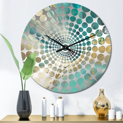Golden Hour In Turquoise Waves III - Abstract Wall Clock