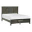 Grand lit pour chambre à coucher, placage de bouleau et bois de transition gris