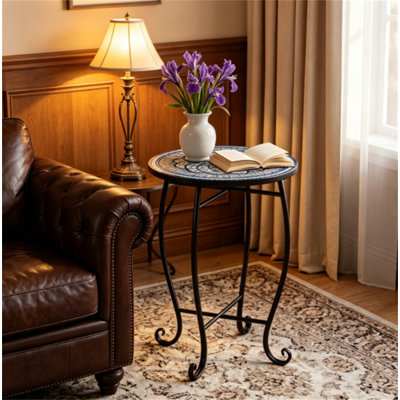 Table d'appoint en métal 14 po - 14 po x 20 po - Métal - 1 pièce - Table d'appoint - Blanc - Support pour plante