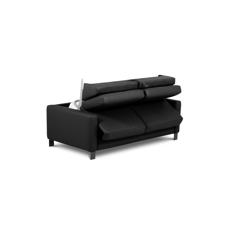 Najmul Genuine Leather Foldable Sofabed with Mattress, Black